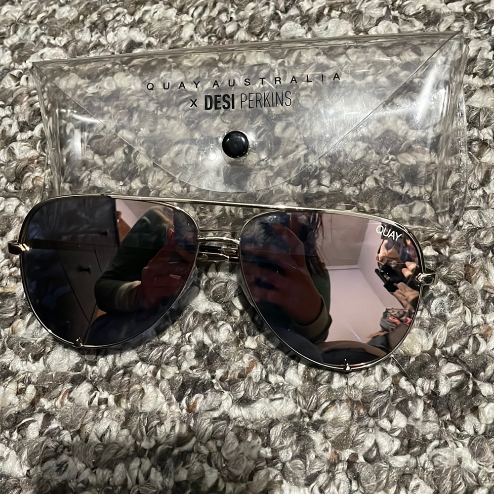 Quay Gold Mirrored Aviator Sunglasses